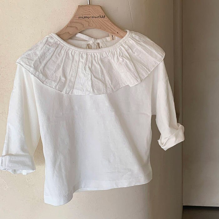 Newborn Kids Shirts T-Shirt Children's Girls Ruffles Collar Shirt Child Kid's White Blouse Toddler Cotton Tops Clothing Clothes: White / 24M