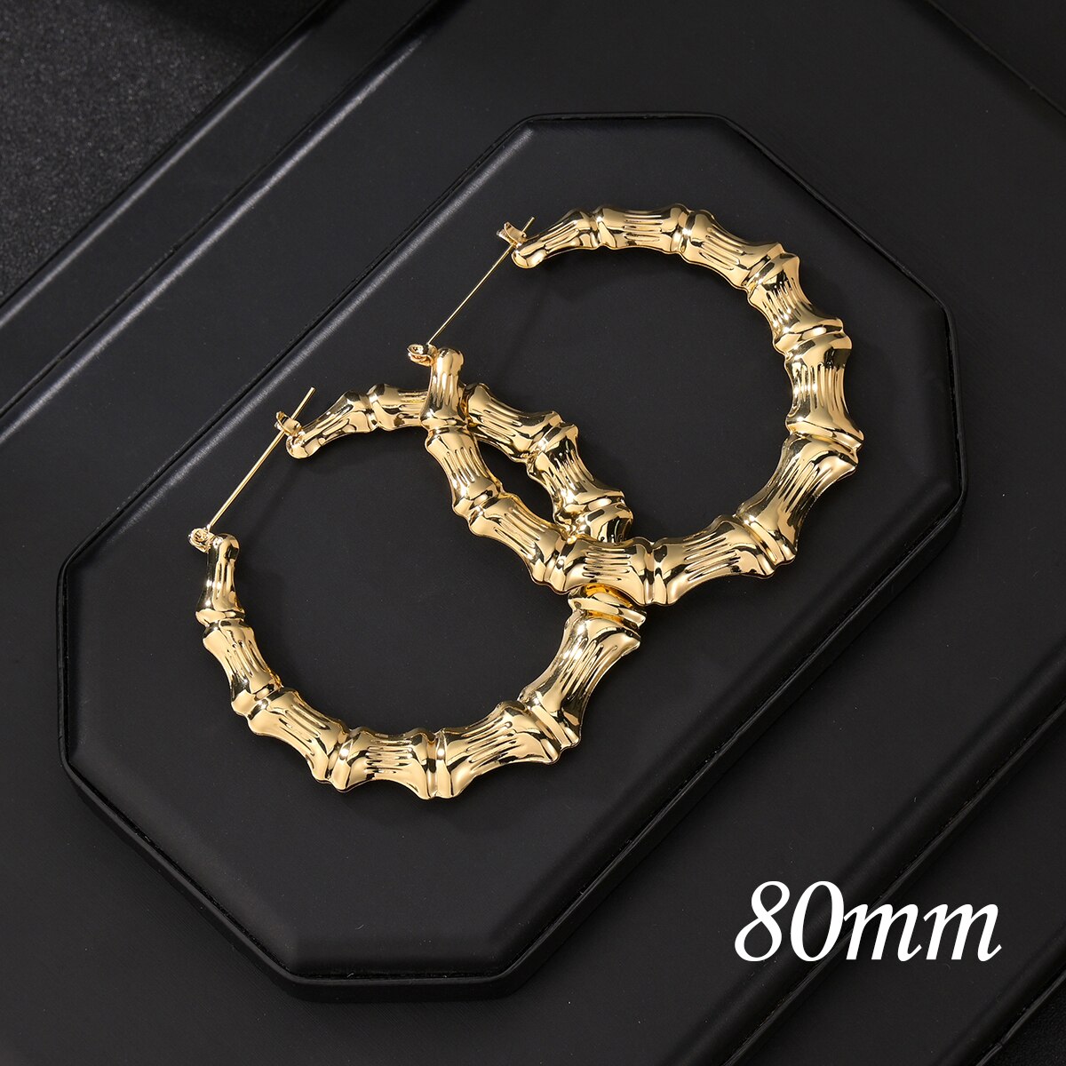 Uzone Punk Grote Holle Ronde Hoop Earring Gold Kleur Lichtmetalen Metalen Liefde Bamboe Oorbellen Hiphop Sieraden Voor Vrouwen Verjaardag: 80mm