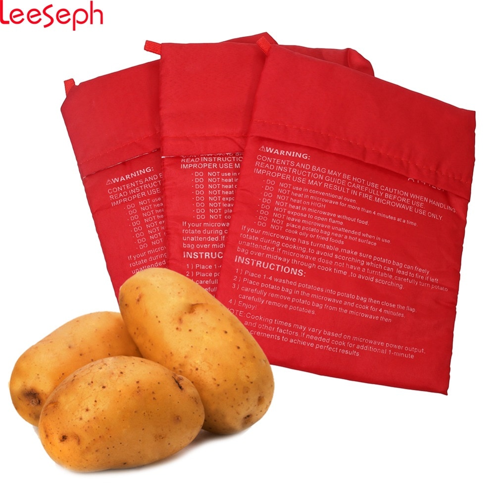 (3 Pack ) Microwave Potato Bag, Red 10 inch