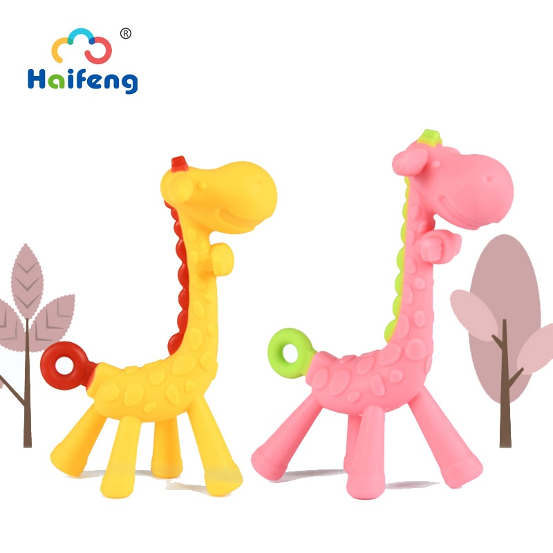 1 Pc Baby Bijtring Veilig Speelgoed Bpa Gratis Silicone Bijtringen Giraffe Geboorte Baby Tandjes Baby Douche Cartoon Dieren Bijtring