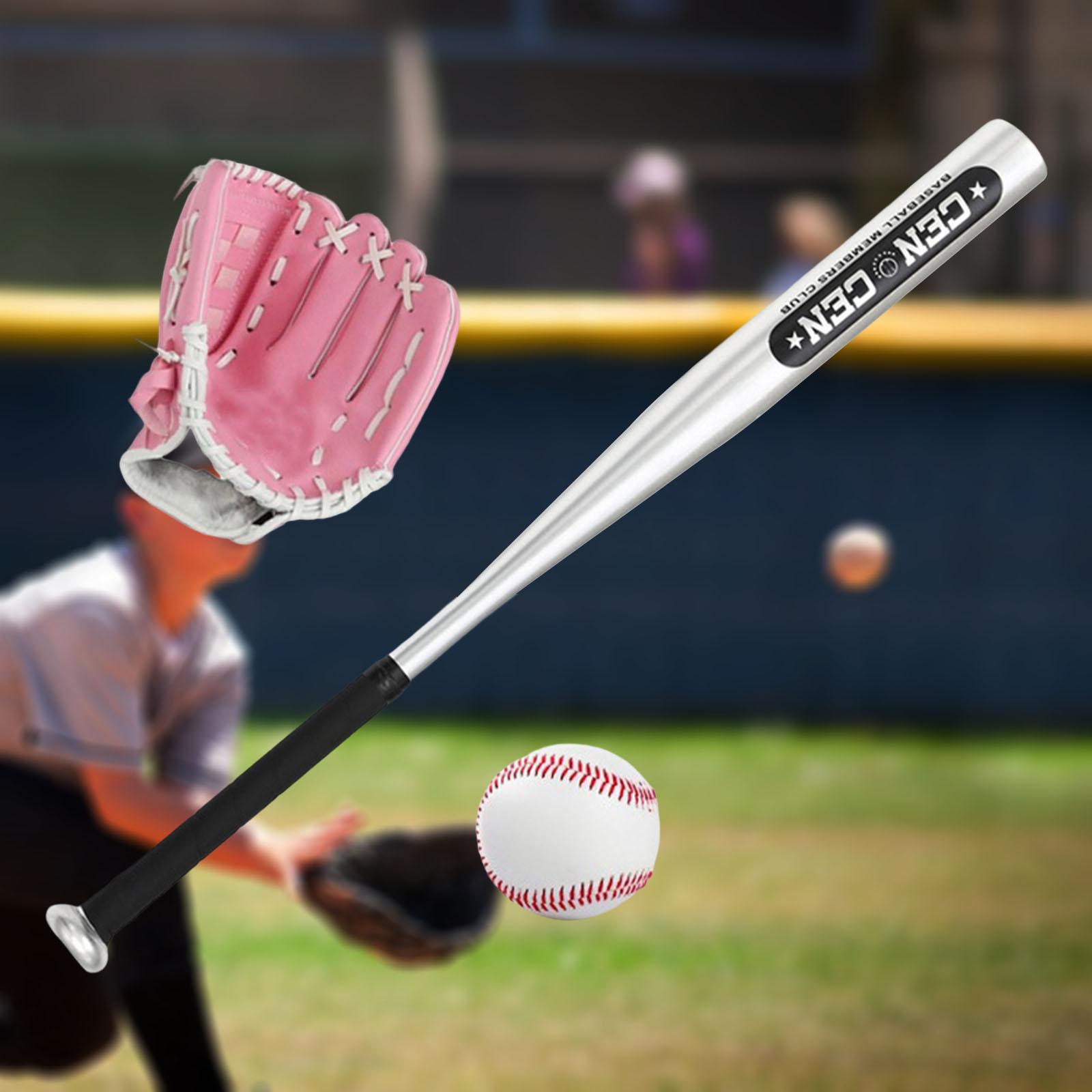 Baseball Bat Set with Baseball Glove and Ball Traing Ball for Home Teenagers: Pink Left Glove