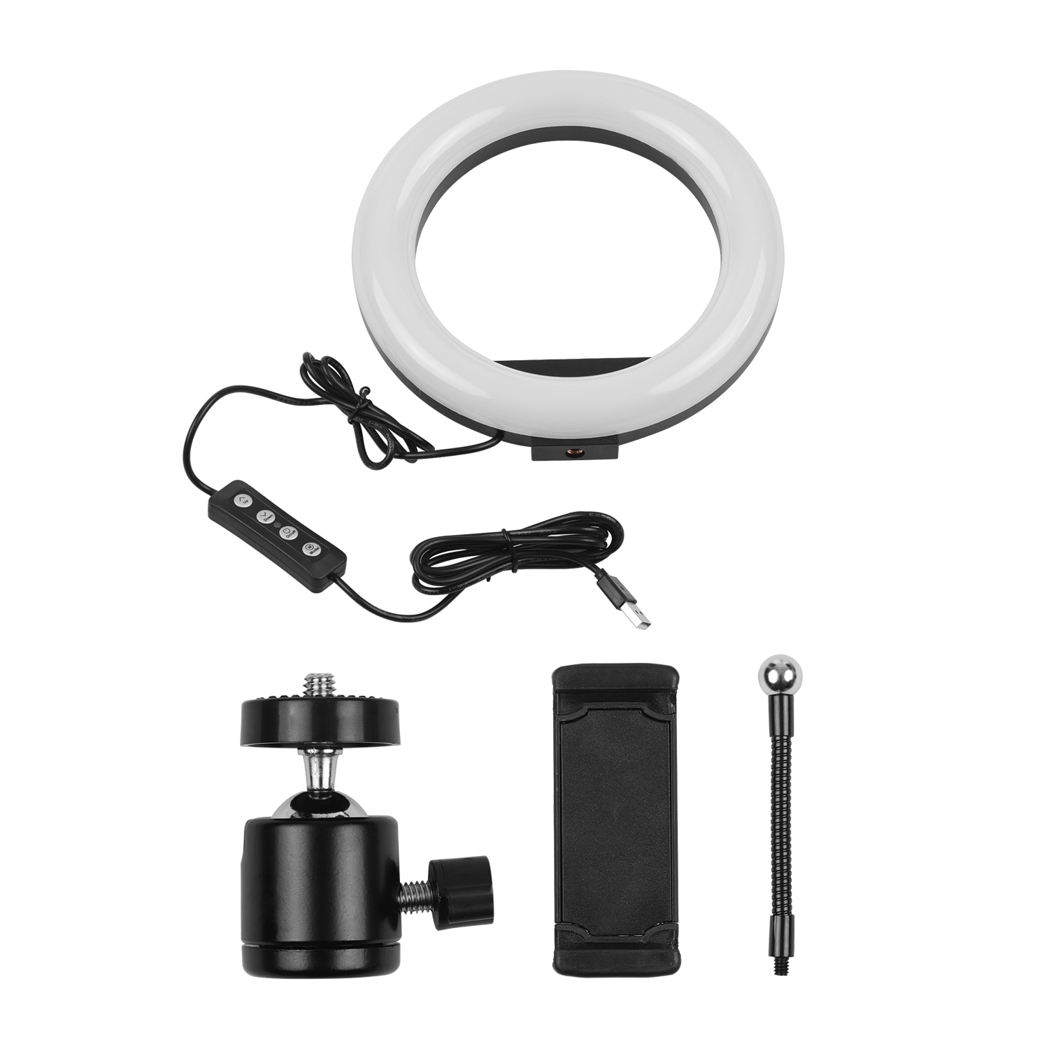 Photography 8" LED Ring Light Fill-in Lamp Built-in 72LED 10W Dimmable 2700-5500K+Ballhead Phone Holder for iPhone Huawei Xiaomi