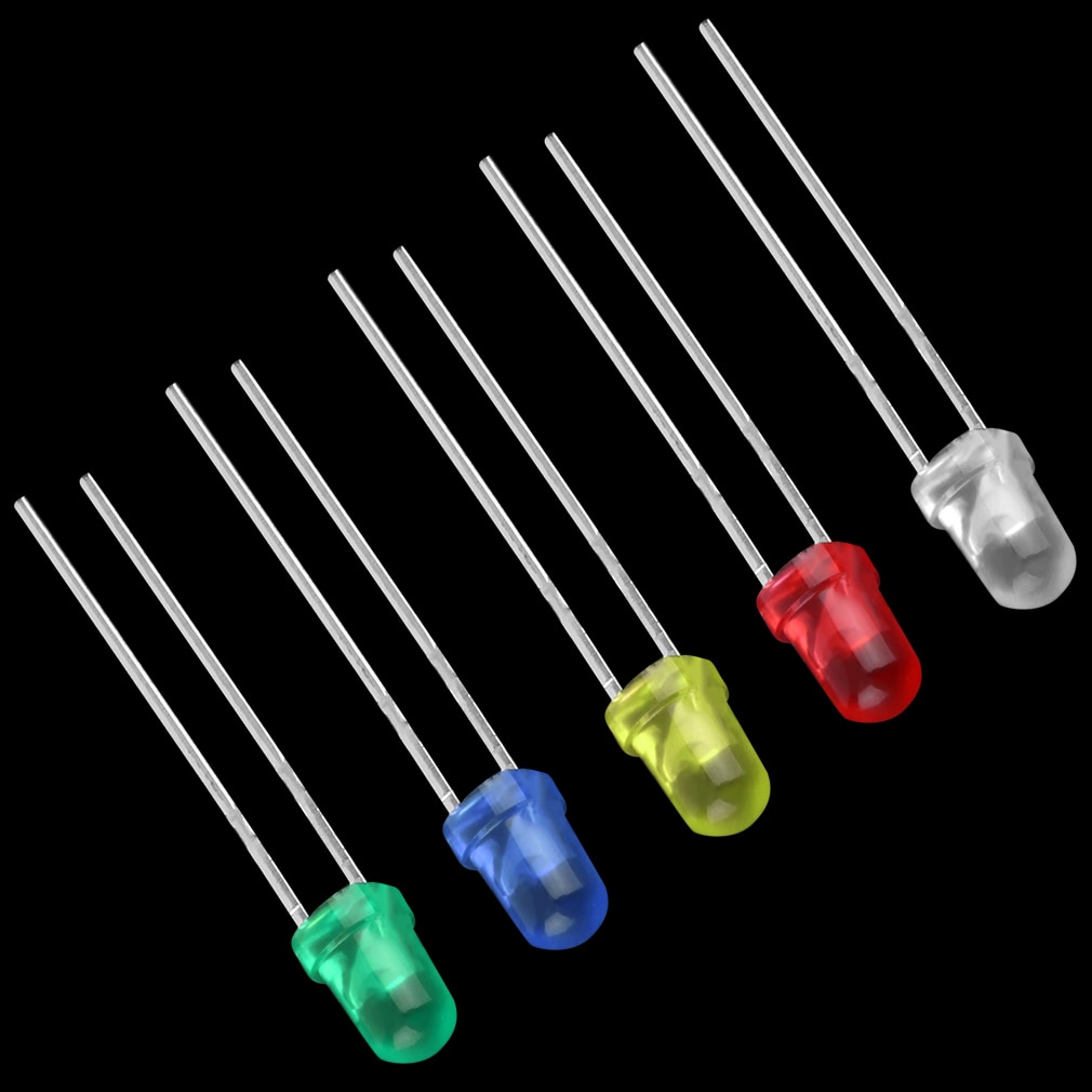 100pcs 3mm Led Light White Green Red Blue Yellow LED Light Bulb Emitting Diode Lamps Super Bright Assorted Kit