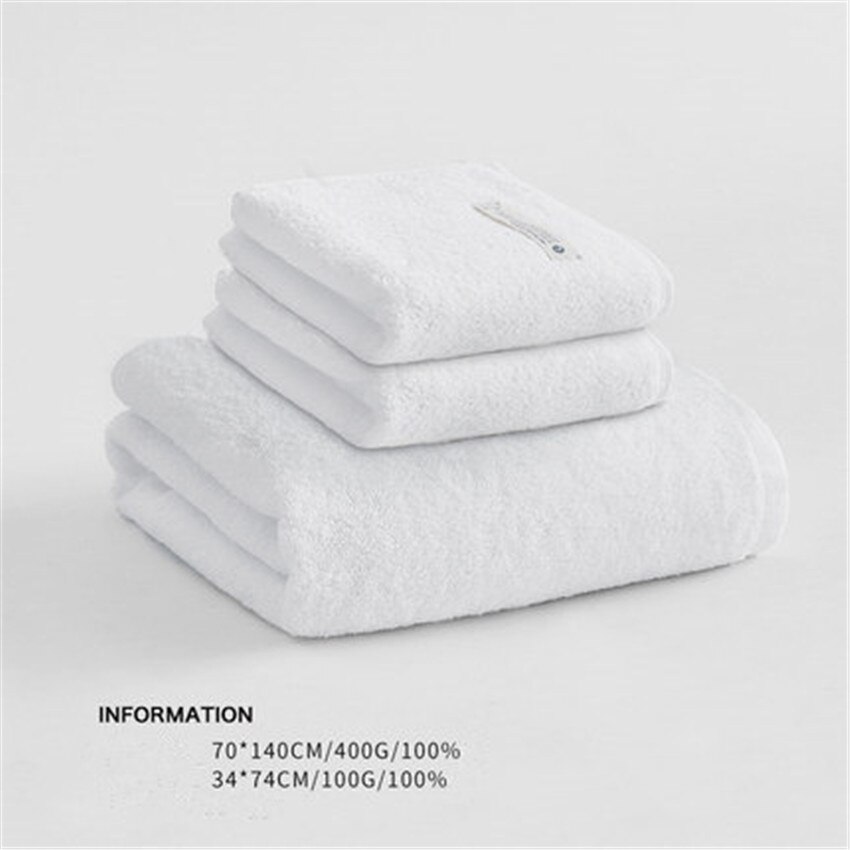 3 stk / sæt højkvalitets luksushotel badehåndklæde hvid lyserød blå kaffe grøn ansigt håndklæde tyk absorberende 70*140cm store bomuldshåndklæder: Hvid