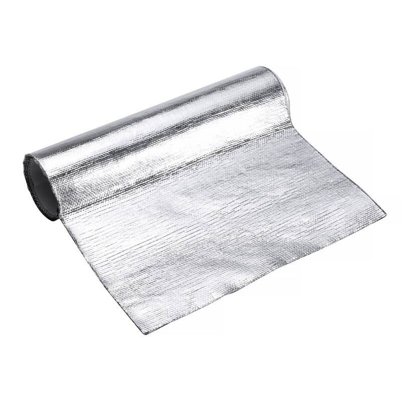 1 rulle 25*50cm bil interiör självhäftande aluminium värmeisolering bil skyddsfilm för motorhuv tak motorhuv