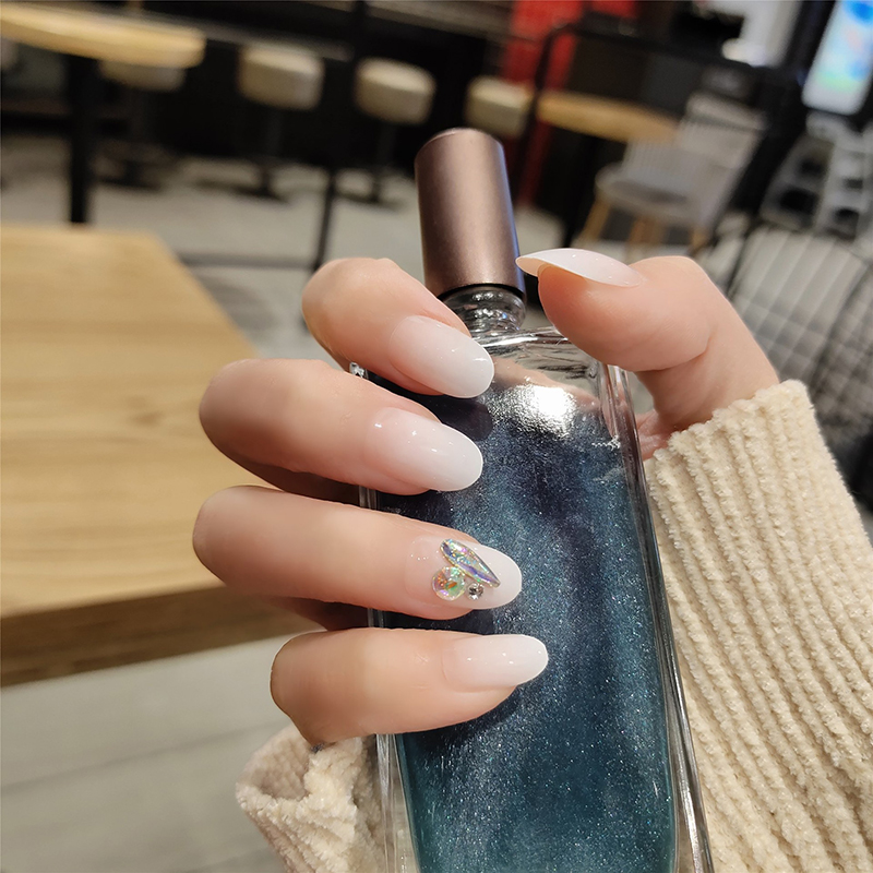 24 Pcs/Boxed Geleidelijke Verandering Witte Bloem Lange Europa Amerika Kleine Decoratie Nep Franse Nagels Pre Acryl Nail producten