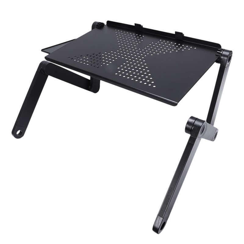 Noir 360 degrés réglable ordinateur portable pliable ordinateur portable Table de bureau ventilateur trou support plateau