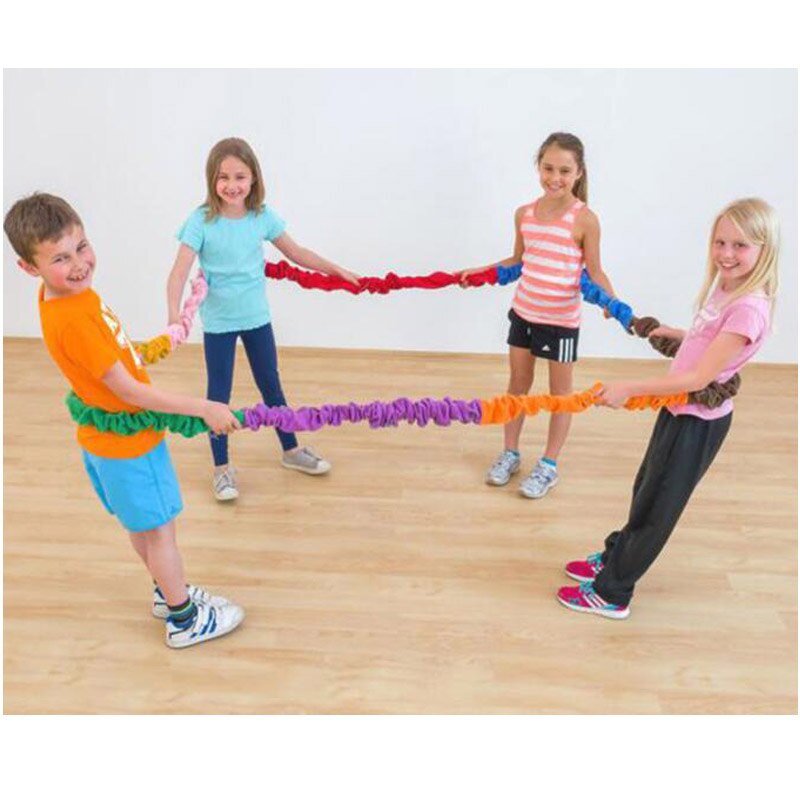 Regenboog Eastic Touw Coöperatieve Stretchy Band Sensorische Integratie Speelgoed Sport Games Voor Kids Kinderen