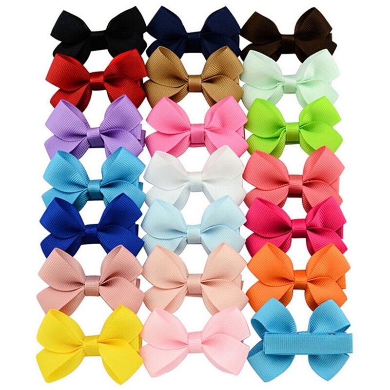 20Pcs Cute Hair Bows Boutique Alligator Clip Grosgrain Ribbon For Girl Baby Kids B36E