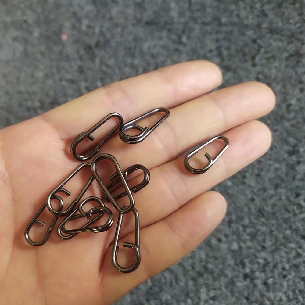 Hameçon de pêche pivotant en acier inoxydable, crochet pivotant, tête coudée ovale, anneaux fendus, connecteur de pêche à la carpe, 50pcs