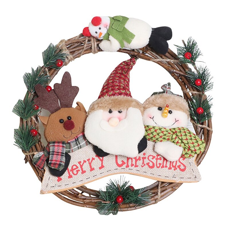 1 Pcs Kerst "Merry Christmas" Krans, Deur Opknoping Decoraties Voor Xmas Voordeur Ornamenten