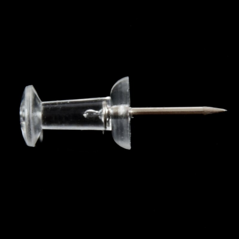 100 Pcs Push Pin Thumb Tack Clear Color 3/8inch Drawing Cork Board Office Pushpin