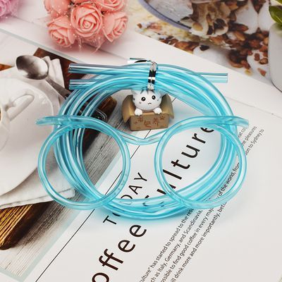 1pcs Funny Soft Plastic Glasses Straw Unique Flexible Drinking Tube Kids Party Bar Accessories Beer Colorful Homebrew: Blue