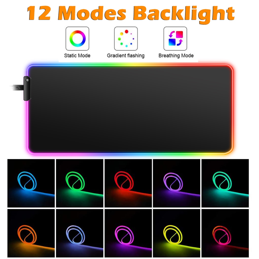Rgb iso pelihiirimatto led-taustavalaistu matto iso koko mausepad peli näppäimistö hiirimatto gamer pöytä matto tietokoneen hiirimatto