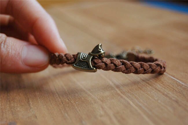 Fon Xee Women's Hemp Surfer Leather Bracelets with Little Bronze Elephant Horse Handmade Animal Jewelry sl019