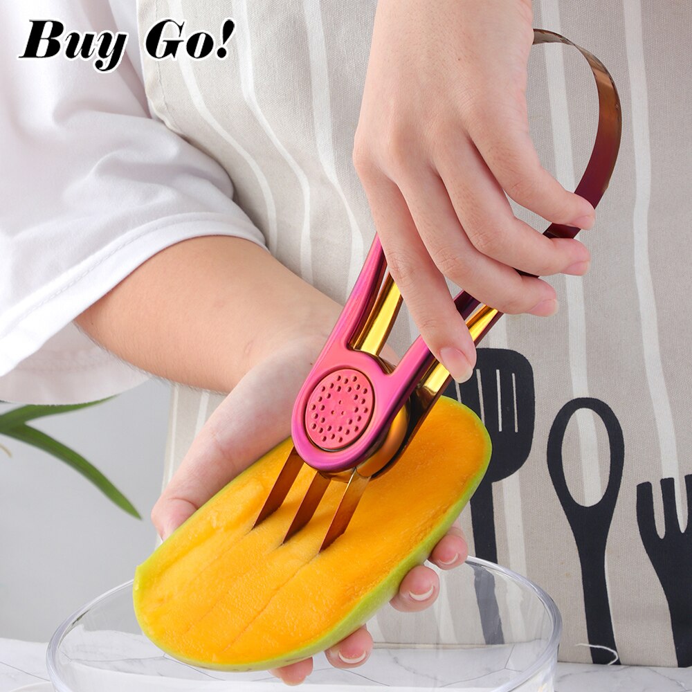 1PC Mango Peeling Separator Stainless Steel Peeler Manual Golden Mango Slicer Fruit Cubes Cutter Pawpaw Digging Kitchen Gadgets