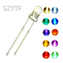 1000 stks/partij 5mm LED Diode 3V Set Light Emitting Warm Wit Groen Rood Blauw Geel Oranje Paars