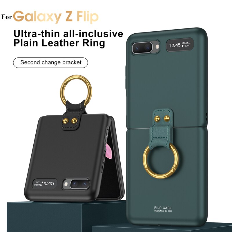 Rezzol – coque à rabat pour Samsung Galaxy Z, étui rigide mat avec anneau de doigt et porte-clés