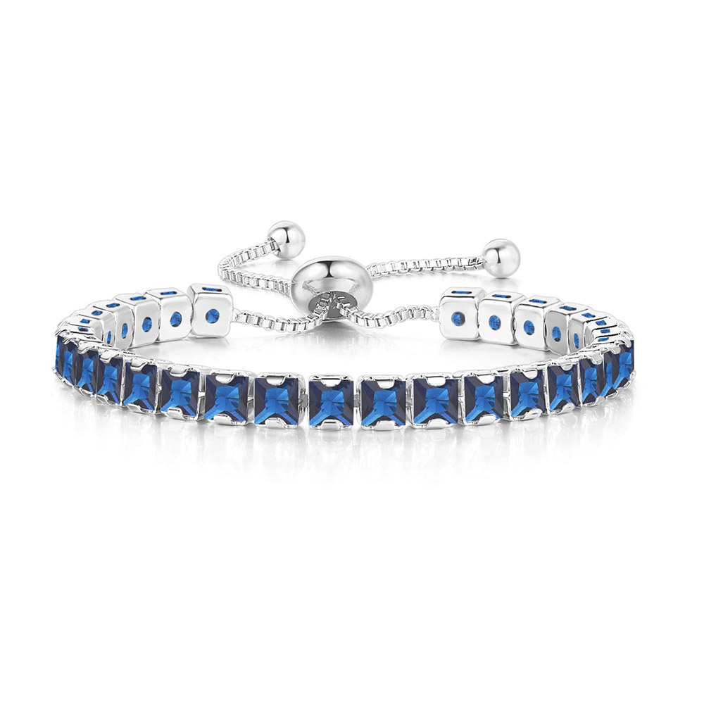 Pulseras de tenis ajustables para mujer, cadena de cristal de circonia brillante azul en la mano, pulsera con dijes para mujer, joyería de tendencia, para niña: Rojo óxido