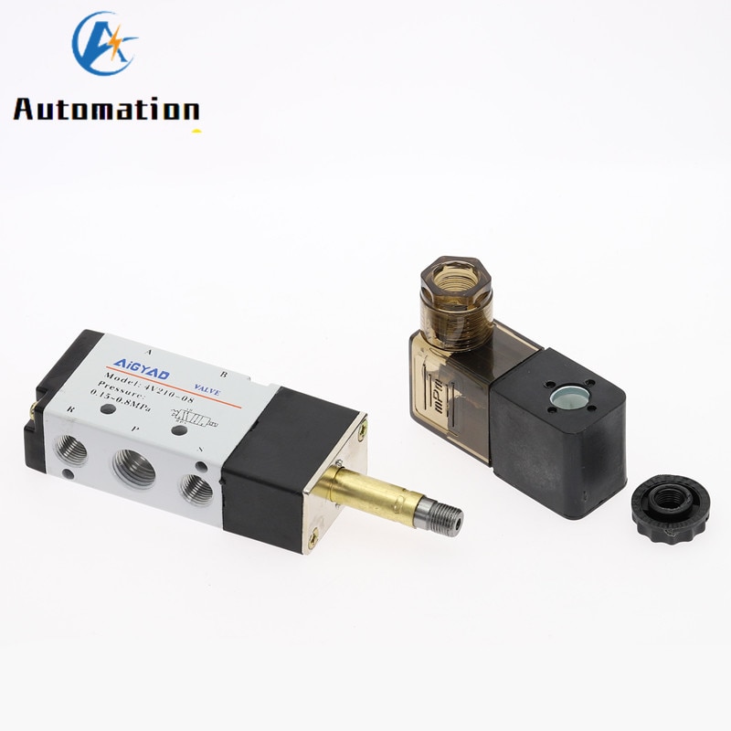 Válvula Solenoide eléctrica de 5 vías y 2 posiciones, 4V210-08, 1/4 &quot;, tamaño de Puerto DC12V,24V. Válvula de control de aire de piezas neumáticas, AC 110V,220V