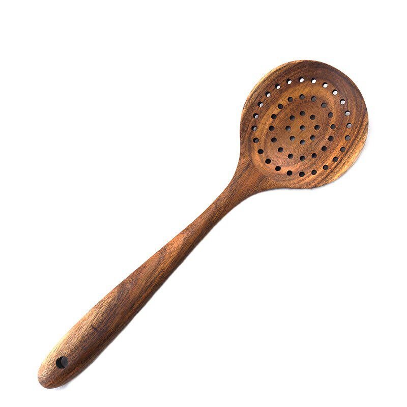 Teak Wood Spoon Long Handle Spoon Ladle Big Rice Paddle Wooden Cooking Spoon Skimmer Scoop Wooden Kitchen Utensils: Default Title