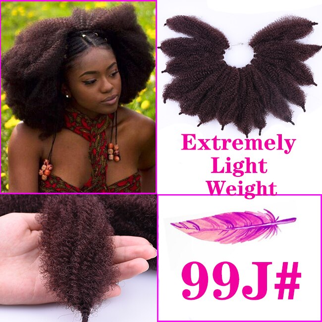 Tresses Afro Marley synthétiques souples 8 ''| Extensions de tresses au Crochet, tresses crépues en Fiber de haute température pour femmes: # 99J / 1 Pcs/Lot