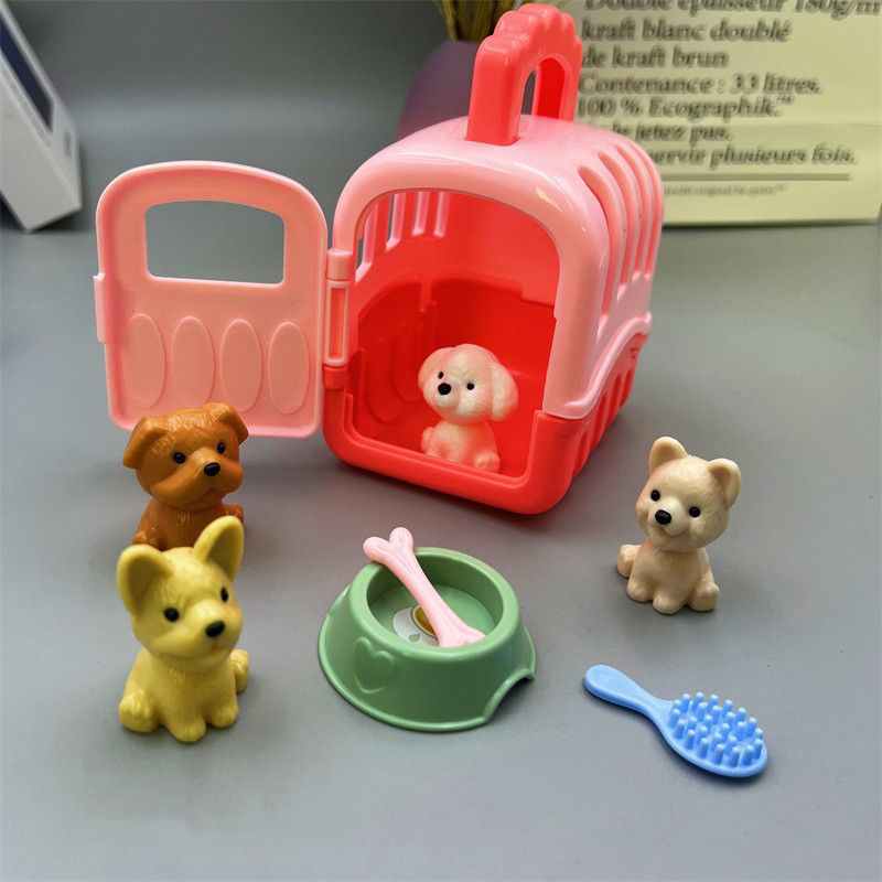 Leuke Hond Huisdier Mand Familie Speelgoed Hond Pop Set Hondenkooi Speelgoed Pretend om Scène Spelen Speelgoed Kerstdecoratie te winkelen: Licht Groen