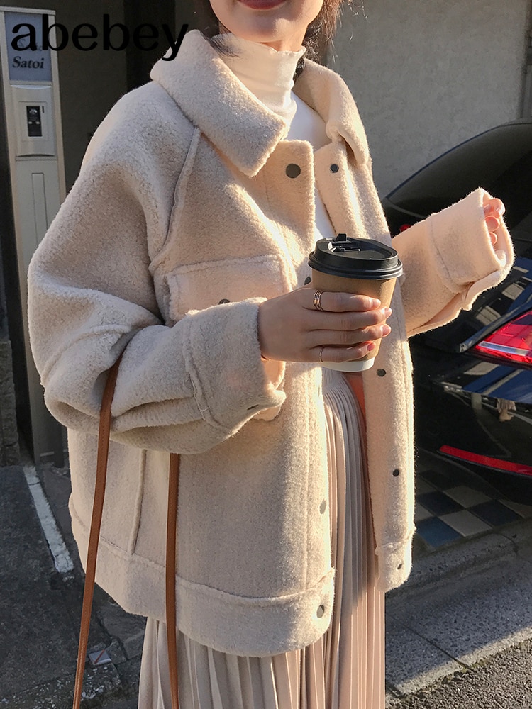 Vroege Voorjaar Anti Schapenvacht Jas Vrouwelijke Losse Pluche Jas Shirt Jasje