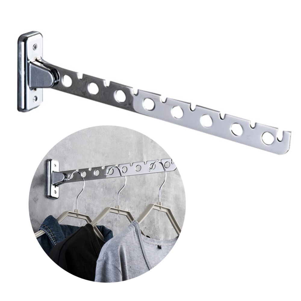 Stainless Steel Wardrobe Organizer Wall Mounted Clothes Bar Hanger Activities Up And Down Folding Hangers Folding Clothes Hook: 8 holes