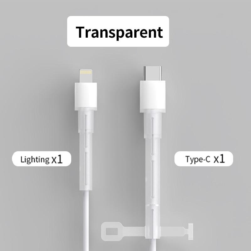 1 Set Van Kabel Protector, Datakabel Siliconen Beschermhoes Opladen Kabelhaspel Geschikt Voor Iphone Usb-oplaadkabel: transparent