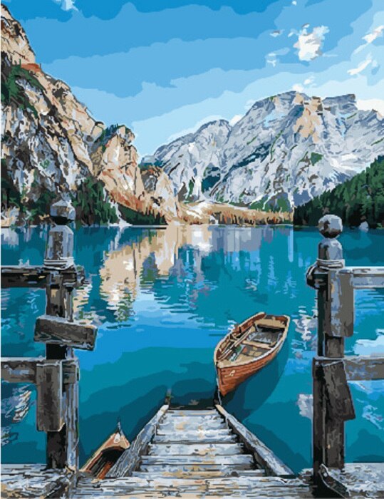 HUACAN Painting By Numbers Lake Scenery Drawing On Canvas HandPainted Picture By Number Mountain Landscape Kits Home Decor: SZHC5389