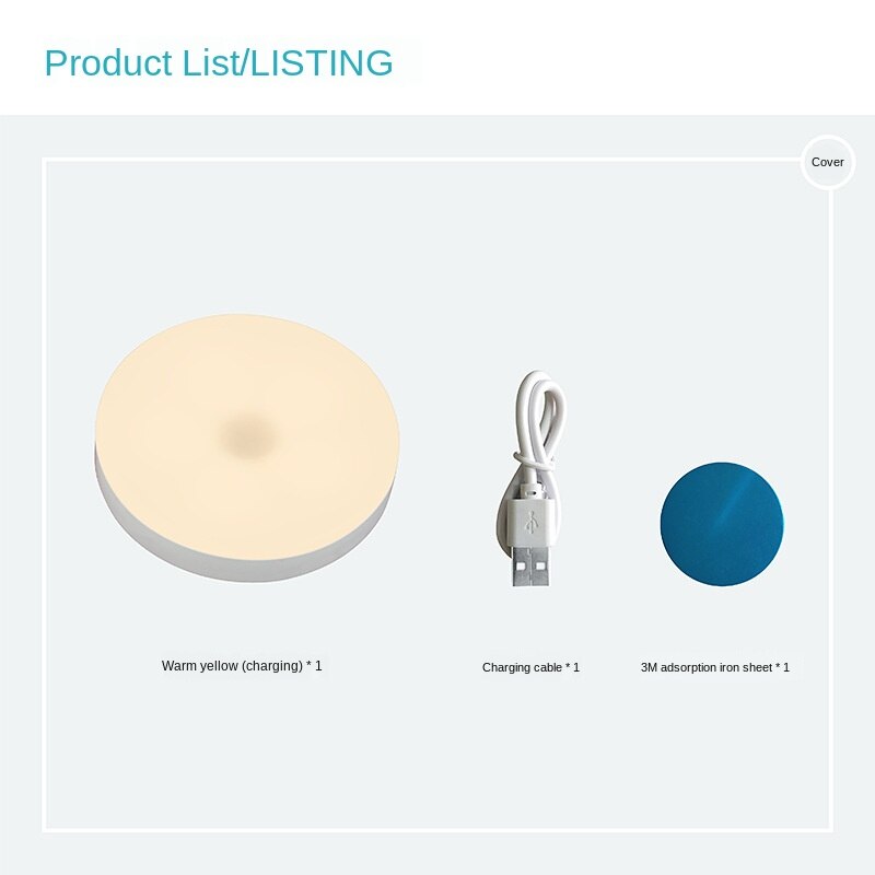 Mini usb-laddningslampa led press nattljus säng toalett sovrumsdörr rörelsesensor laddningsbar trådlös  zm829: Vit varmvit
