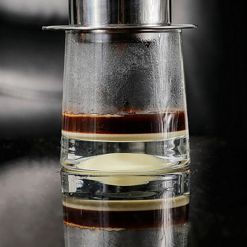 Filtro de goteo para café de acero inoxidable, gotero de café de Vietnam, tetera con filtro reutilizable, goteo de mano, para café con tapa