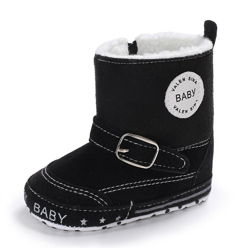 Winter Baby Jongens Meisjes Boot Rusland Winter Zuigelingen Warm Houden Schoenen Faux Fur Baby Booties Suède Baby Mocassins Laarzen: black / 3
