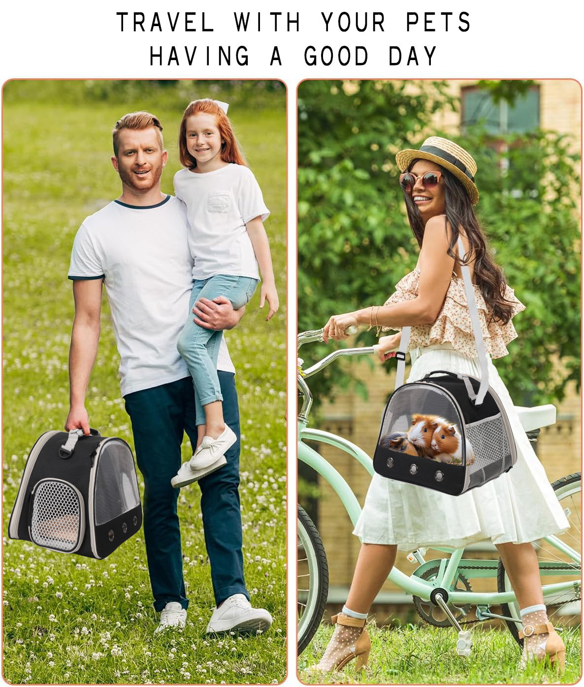 Porte-cochon d'inde Portable clair, Cage de Transport pour Hamster, sac de voyage pour Reptile, petit lapin pour animaux de compagnie, Dragon barbu pour l'extérieur