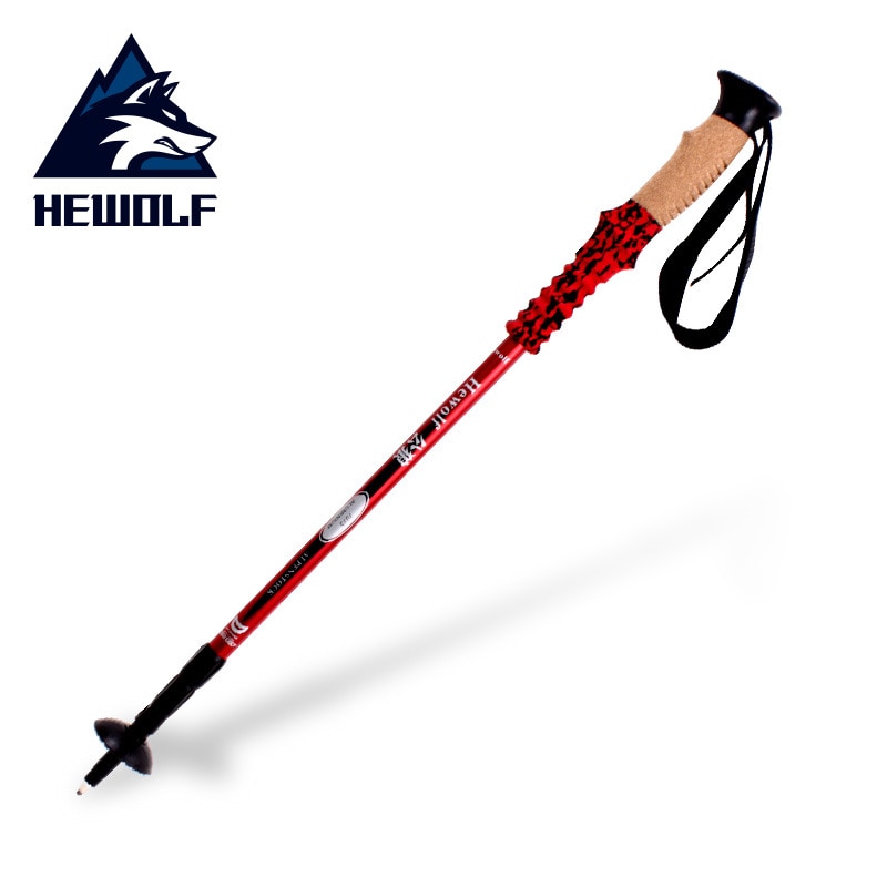 Hewolf Climbing Stick 7075 Outdoor Crutch Walking Stick Folding Telescopic Climbing Stick Equipped with Straight Handle