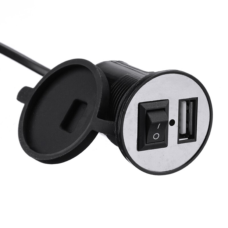 DC 12V Motorcycle USB Car Charger Switch Power Adapter Port Socket Plug Cord with Switch Universal Waterproof