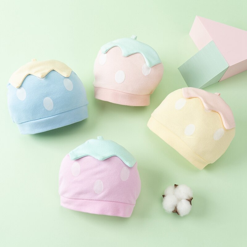 Berretto da notte per neonato in cotone con nodo in cotone berretto da bambino fragola per ragazzi cappello invernale per bambini caldo