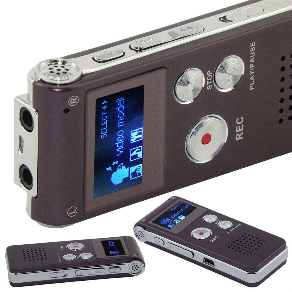 Moderno reproductor MP3 dictáfono con grabadora de voz y sonido DIGITAL, de acero, recargable, 8GB