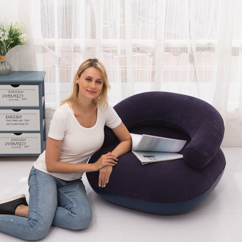 Canapé gonflable à double usage, intérieur et extérieur, canapé simple, tabouret bicolore, pour les loisirs et le divertissement, pour la maison pour petit appartement: blue B