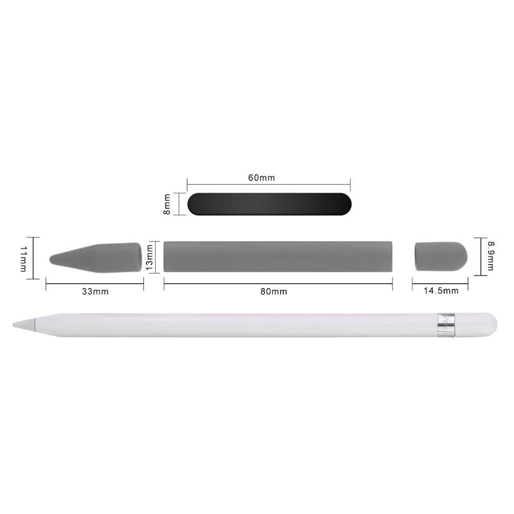 Teyomi myk silikon magnetisk blyantveske ermedeksel med blyanthette og nib-deksel til epleblyanttilbehør