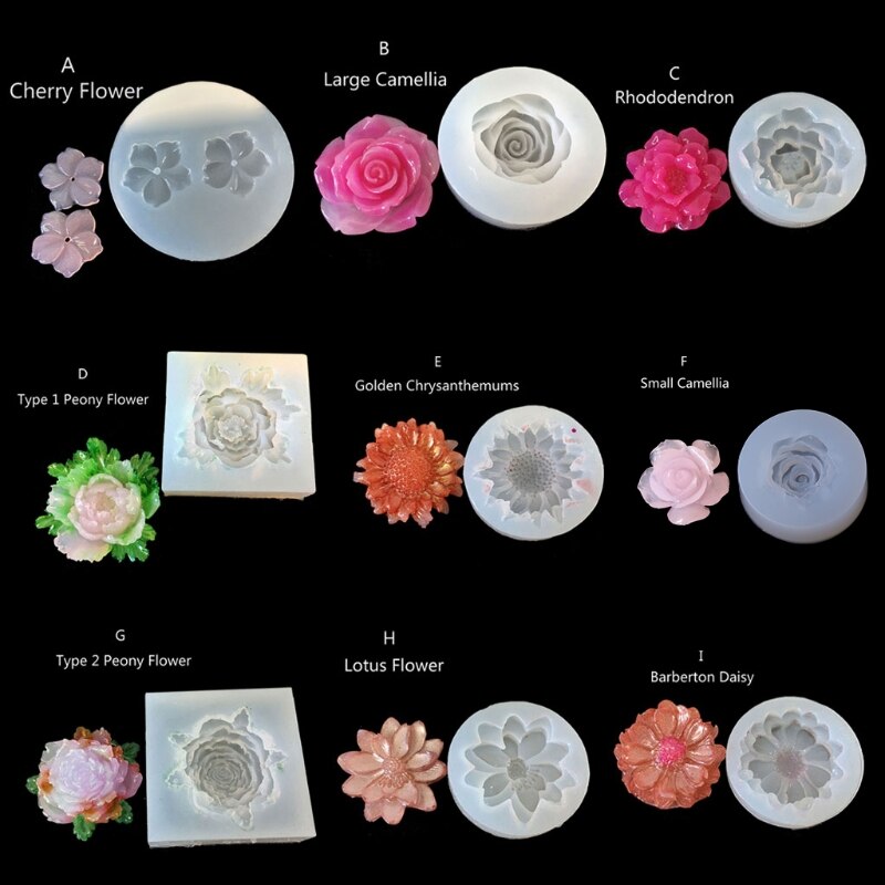 Moldes de silicona flor para manualidades, resina, Camelia, peonía, Margarita, flor de loto, fabricación de joyas, X4YA