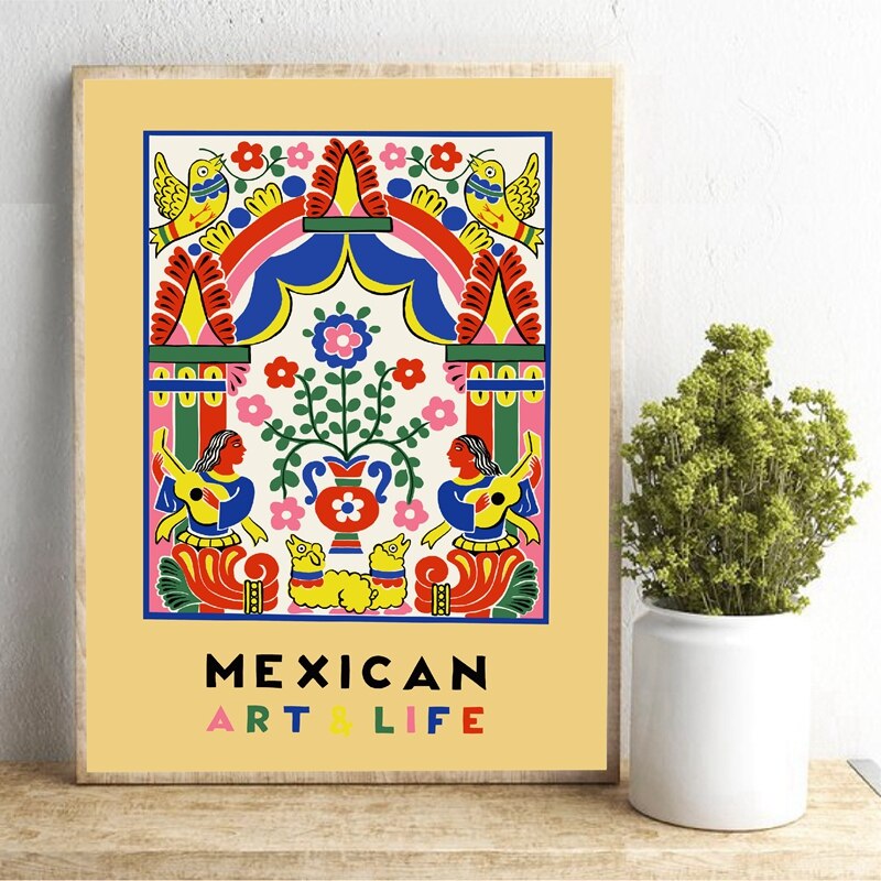 Mexicaanse Kunst En Leven Tentoonstelling Poster Mexico 1938 Magazine Cover Art Schilderen Retro Poster Kraftpapier