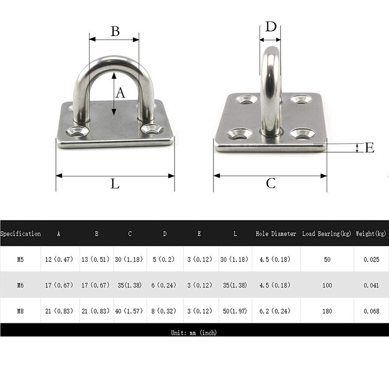 2 Sets Von Abgehängte Decke Wand Montieren U-Förmigen Haken Edelstahl Heavy Duty Multi-Funktion Hängematte Hängematte haken Metall Basis