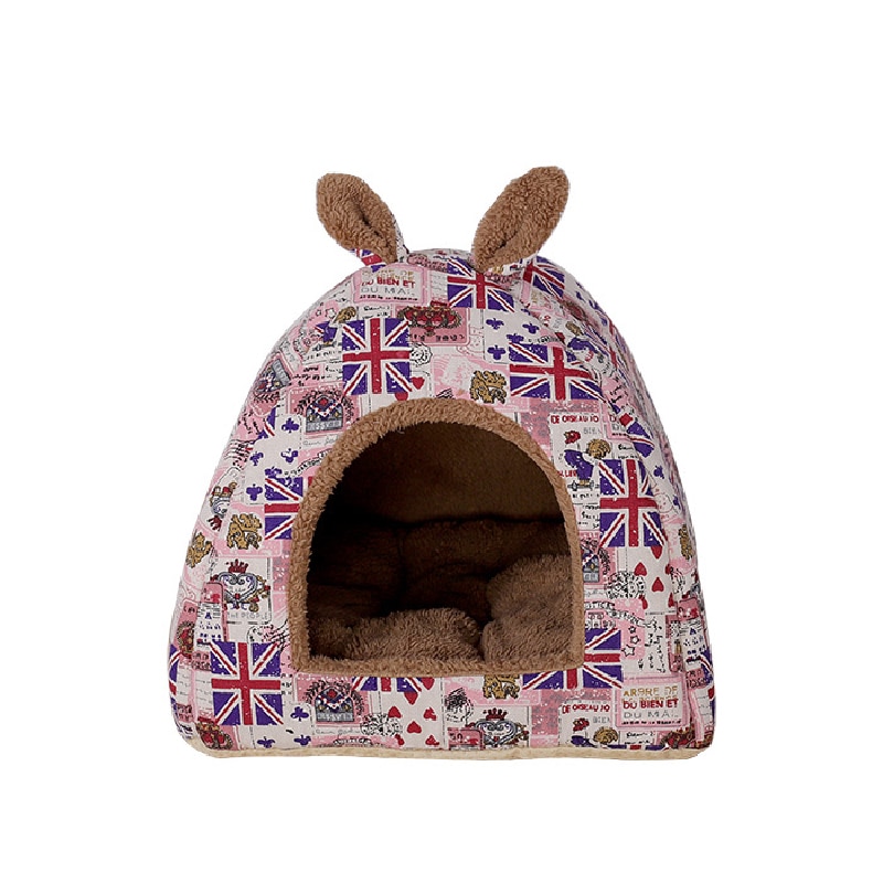Hundesenge til hvalpe katte blødt sammenfoldeligt hus blødt varme kæledyrssenge firkantet sovepose til lille hund kattekurve reden dgwa 15: Stil b / L 45 x 45 x 40cm