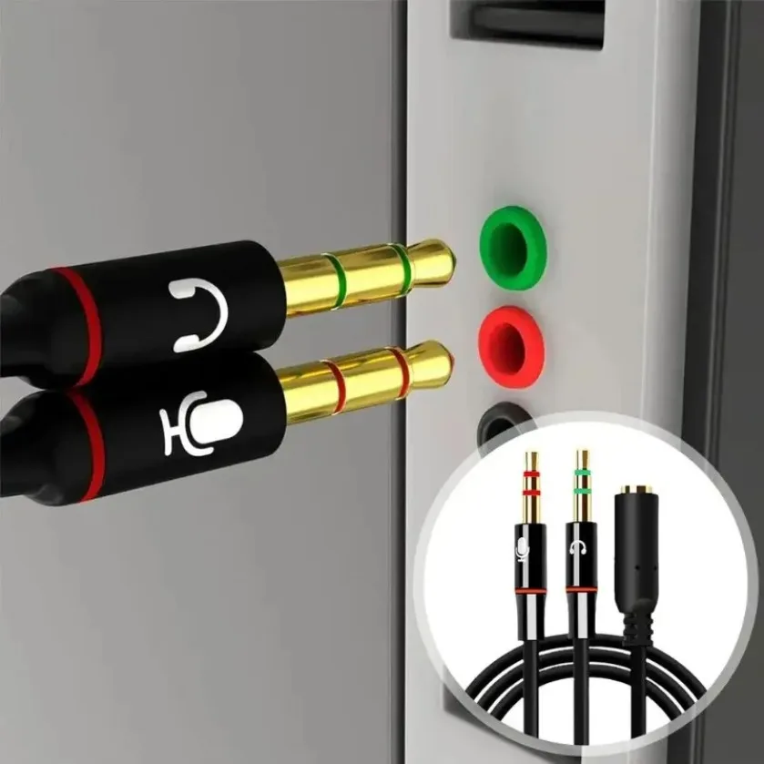 Muzisn hörlursmikrofon ljudkonverterare splitter för dator 3.5mm hona till dubbel 3.5mm hane hörlursmikrofon ljud y-splitter