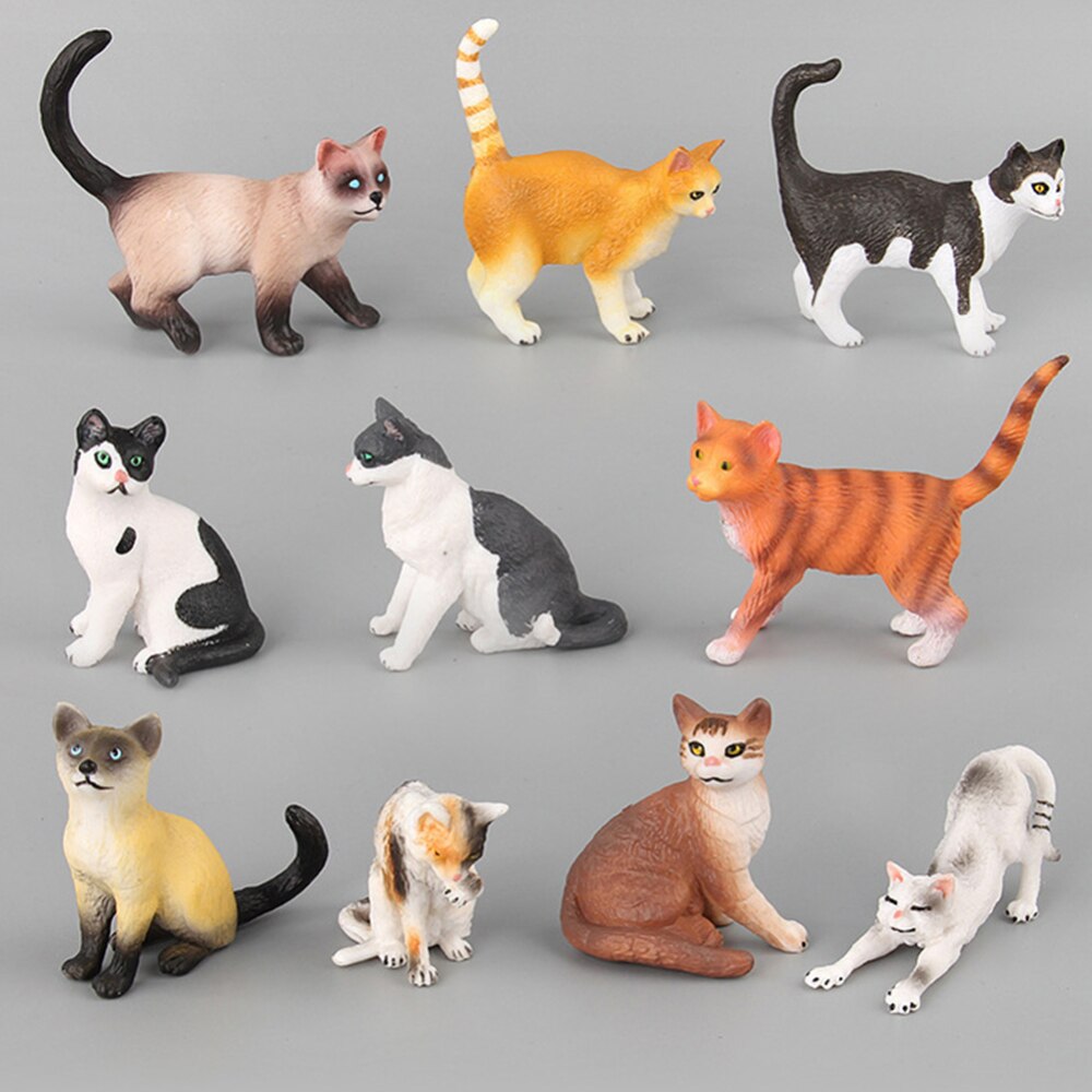 10 stk / sæt figurer legetøjssæt realistiske kat dukke figurer pædagogisk kat simuleret dyremodel julefødselsdag