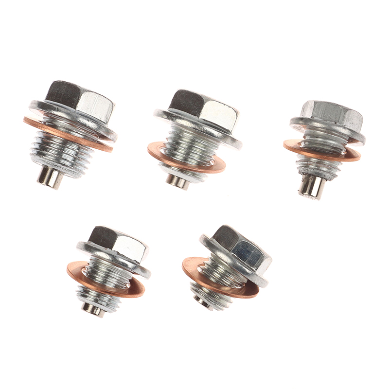 1Pc Auto Modificatie Magnetische Zuig Aftapplug Schroeven Met 5 Pakkingen Neodymium Magneet Rvs Bout Zware Olie plug