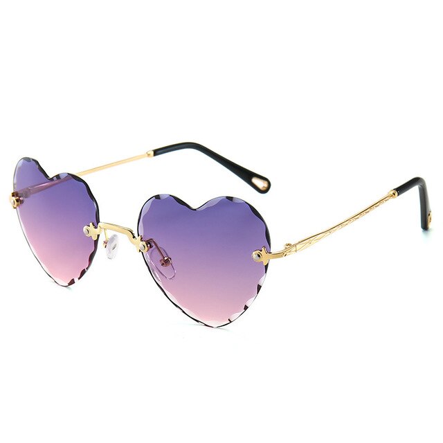 Love heart randløse solbriller kvinder luksus mærke hjerteformede drev solbriller slik farve linse plast oculos: D