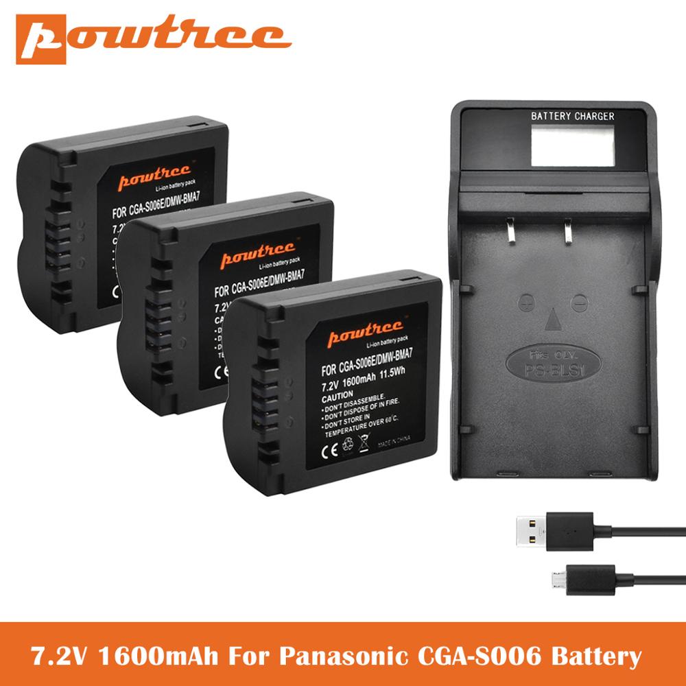 CGA-S006 DMW-BMA7 CGA S006 DMW BMA7 batería Li-Ion + cargador de batería LCD para Panasonic DMC FZ7 FZ8 FZ18 FZ28 FZ30 FZ35 FZ38 L50: 3X Battery-Charger